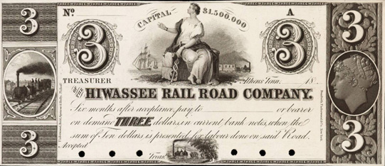 $3 Hiwassee RR scrip Proof